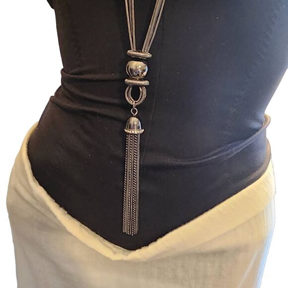 Joan Rivers Gunmetal Multi-Strand Tassel Necklace - Picture 2 of 3